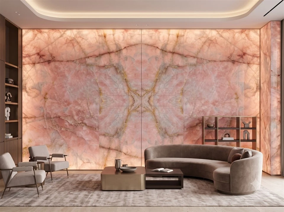 Cristallo Pink Quartzite Slab high quality