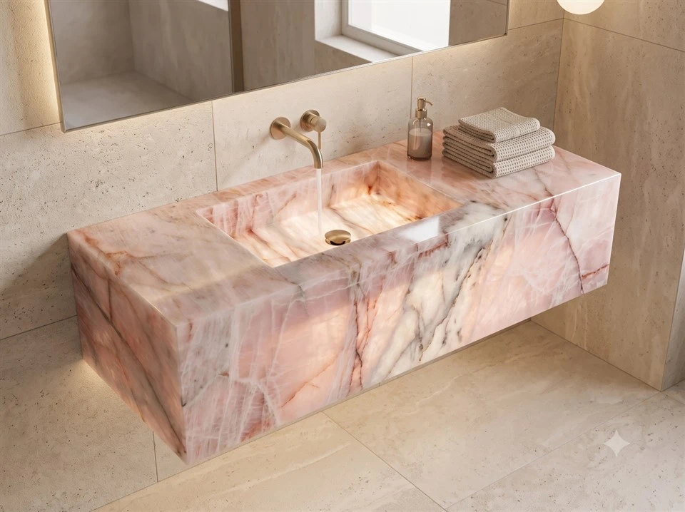 Cristallo Pink Quartzite Slab factory